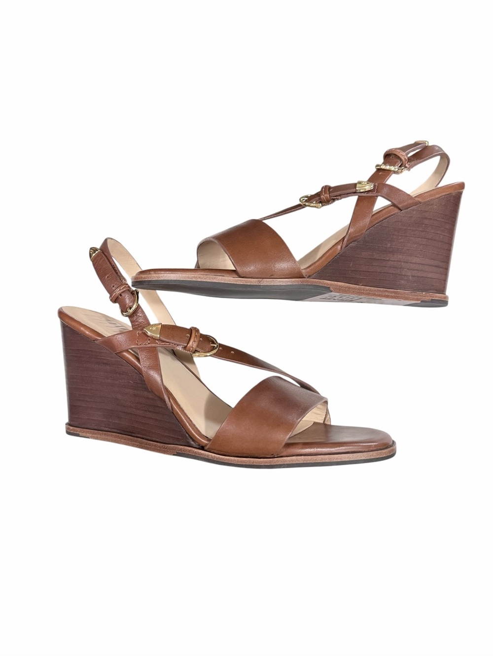 FRYE Rachel Buckle Wedge Heel Sandal in Cinnamon Size 8 - Picture 5 of 11